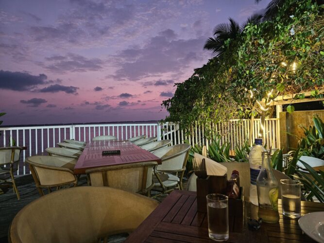Ausblick beim letzten Abendessen in Sri Lanka